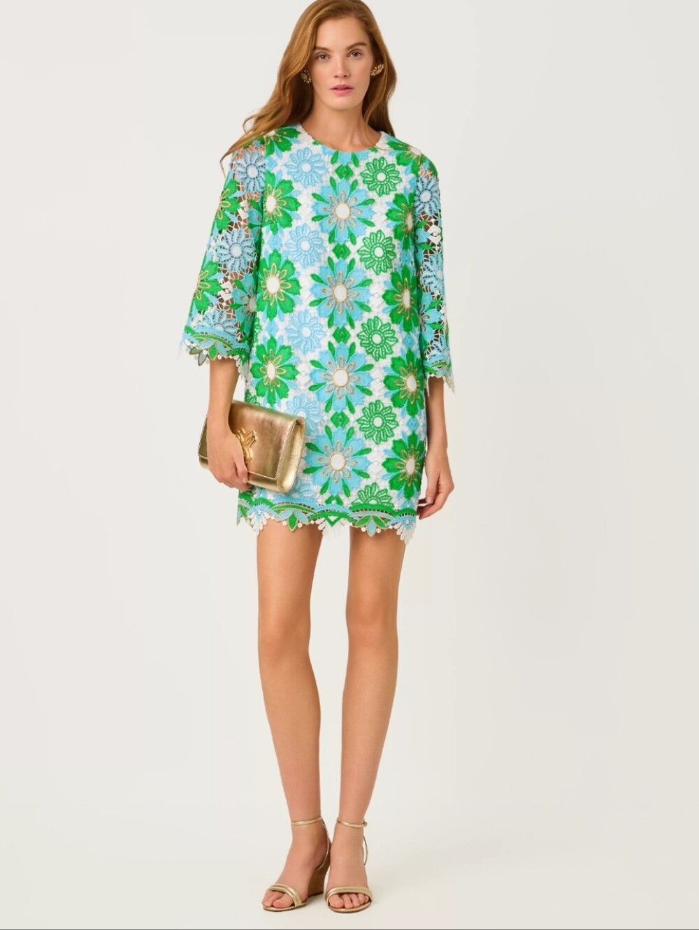 NWT Lilly Pulitzer Jouri 3/4 Sleeve Lace Dress Putting Green Sunshine Tile Lace - Picture 5 of 14